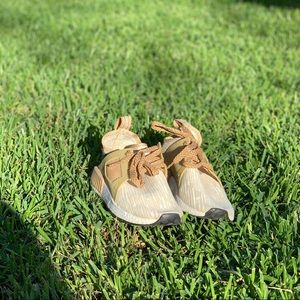 Women’s Tan and White Adidas Sneakers